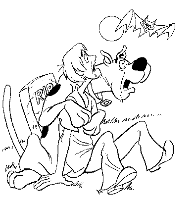 coloriage scoubidou et sammy terrorises au cimetiere